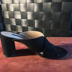 Stuart Weisman Suede Round Heeled Slides